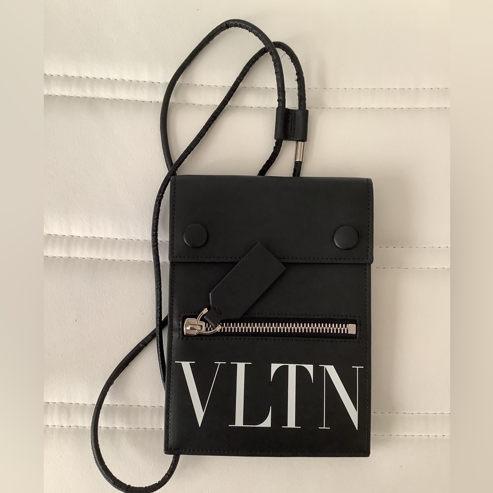 Authentic Valentino Garavani Unisex Calf Leather Phone Neck Strap Nior
